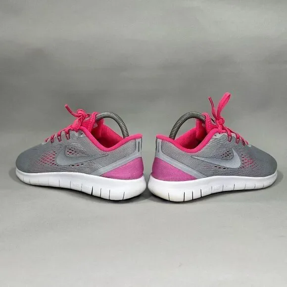 Nike Free RN Running Shoes Girls 7 Grey Pink Athletic Run Training Sneakers - Picture 7 of 12